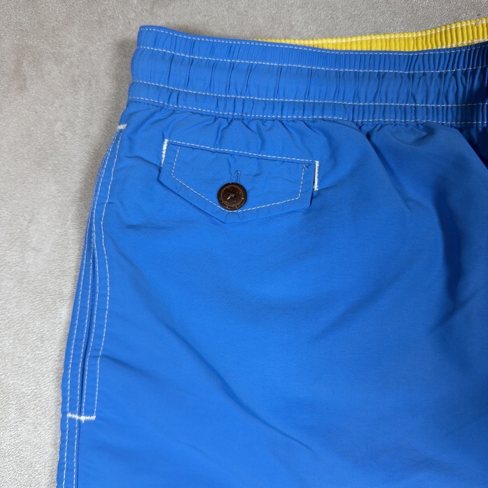 Polo Ralph Lauren Swim Trunks Men's Large Blue Yellow Pony Lined Board Shorts - Picture 3 of 15
